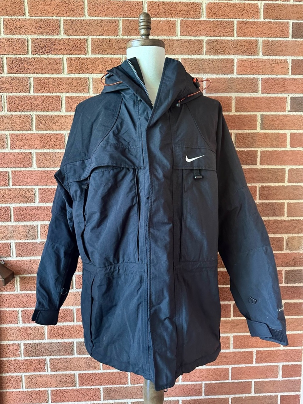 Y2K Nike ACG Heavyweight Hooded Parka Jacket Black Full Zip Pockets Men's L